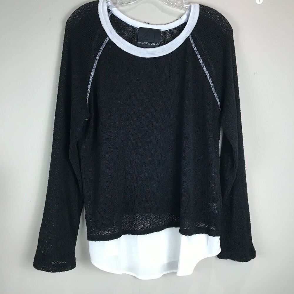 Women's Harlowe & Graham Blk/White Pull over Sweater Size M